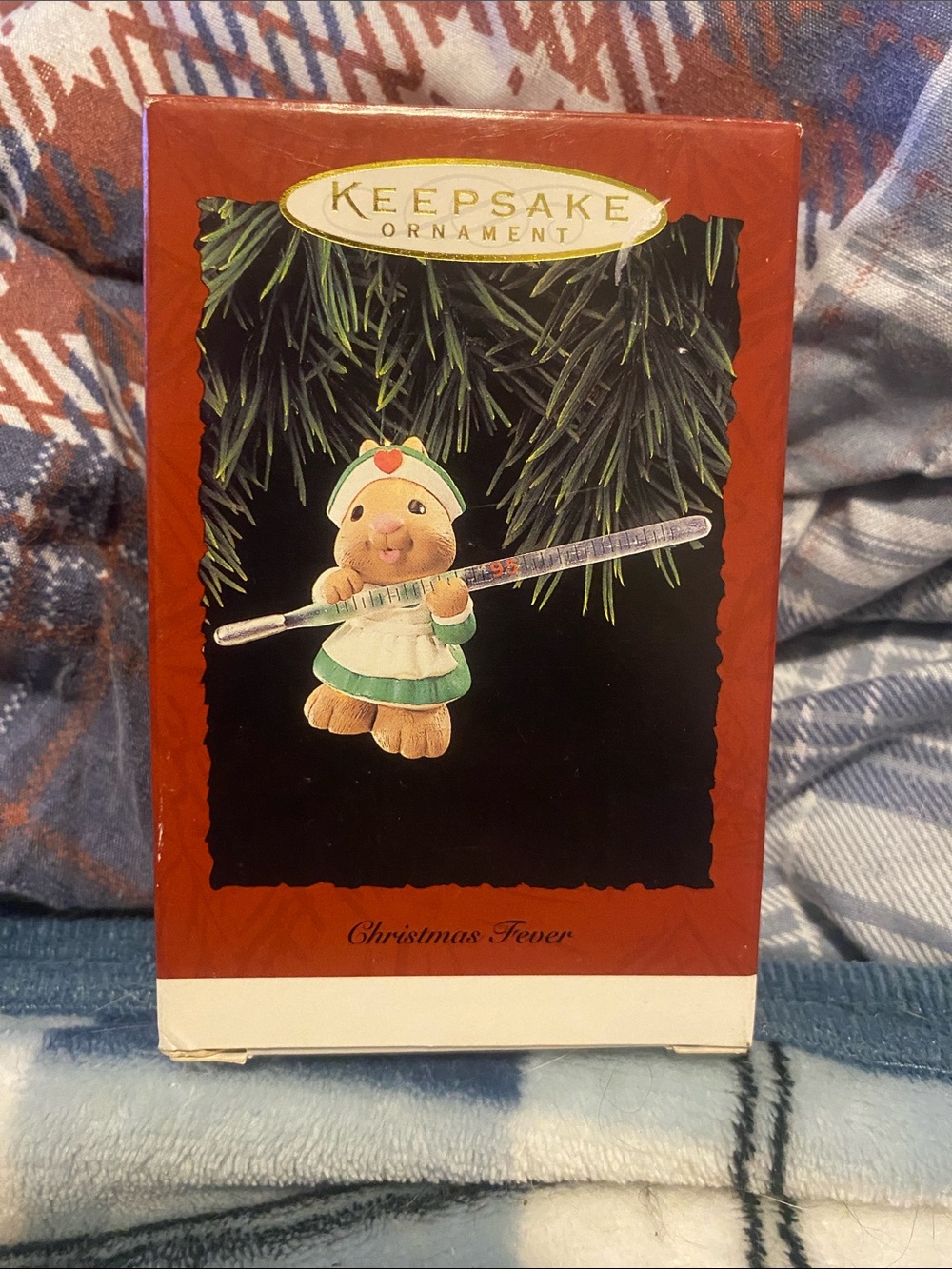 Vintage 1995 Hallmark Keepsake Green & White Nurse Bear Ornament